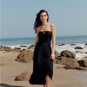 Reformation Black Strapless Sundress Resort Wear